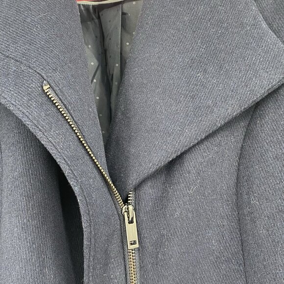 Vero Moda Women's Size M Navy Blue Call Rich 3/4 Wool Blend Belted Jacket Trench - Picture 7 of 12